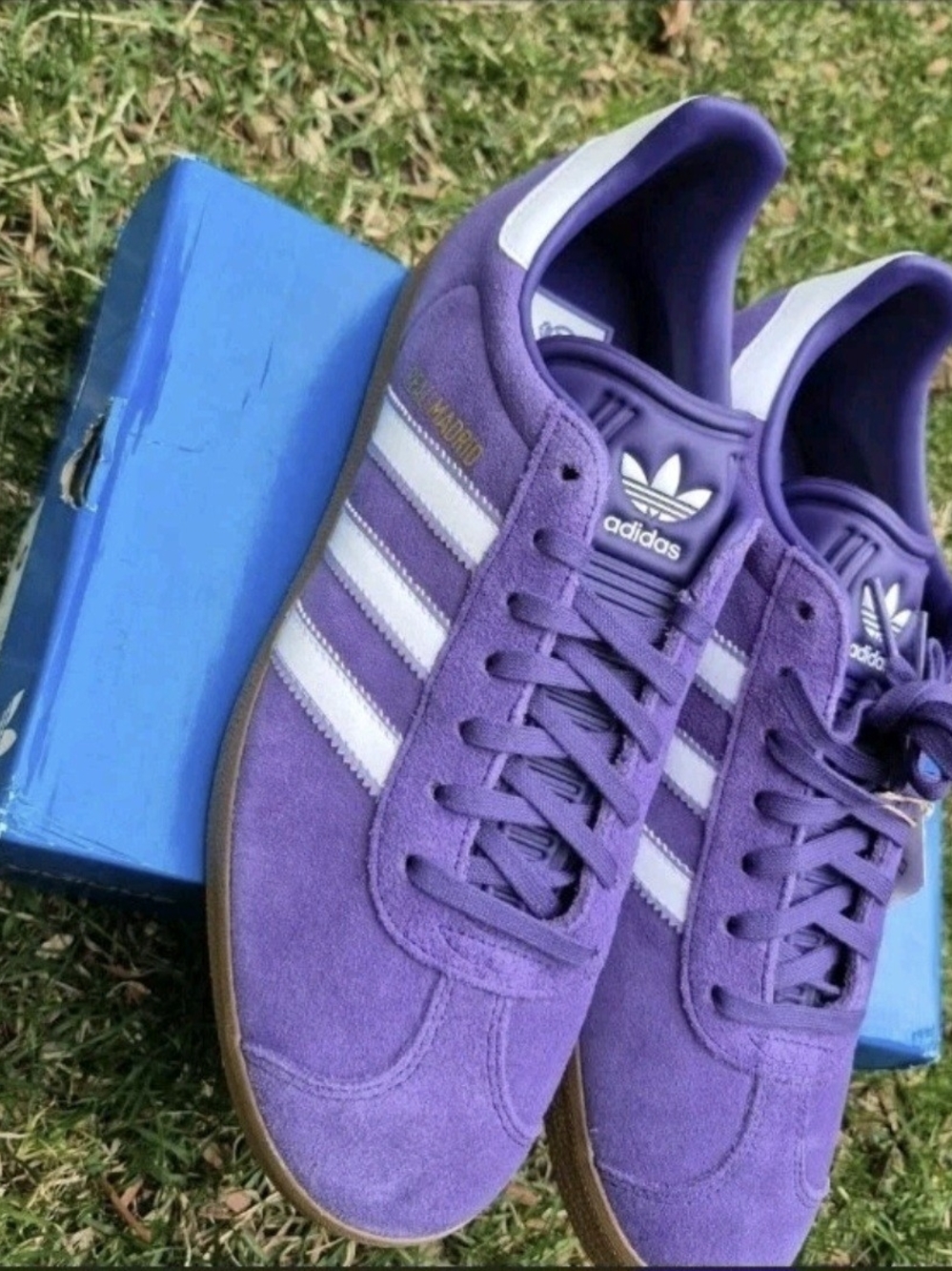 Adidas Real Madrid Gazelle Terrace Icons Pack Suede Purple & White Size 9